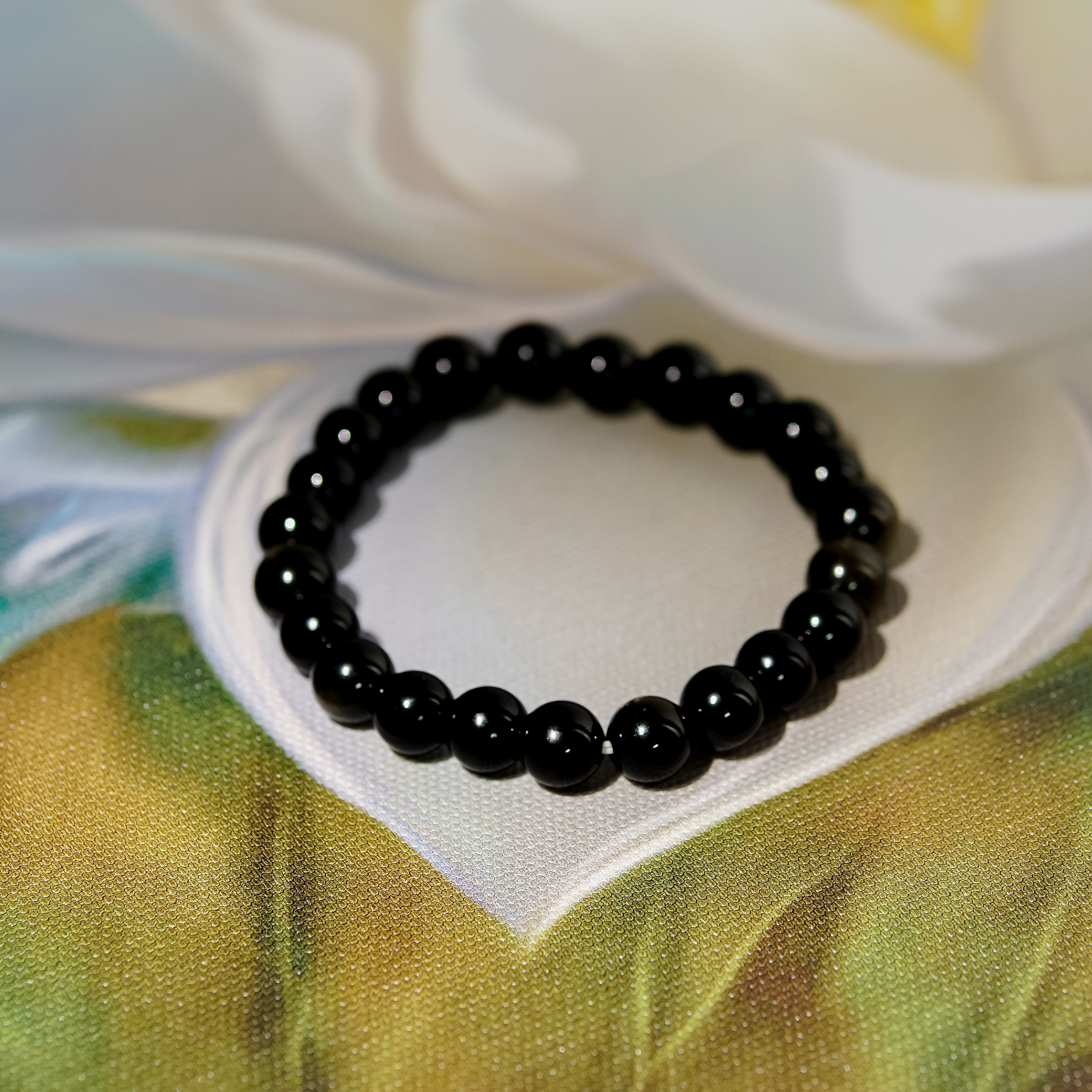 feng shui bracelet black obsidian stone Light Green | eBay